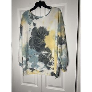 Twenty second long sleeve tie dye Cross Back Detail High Low Top medium